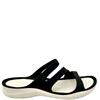 CROCS LDS 3 STRAP FLAT MULE - BLACK WHITE